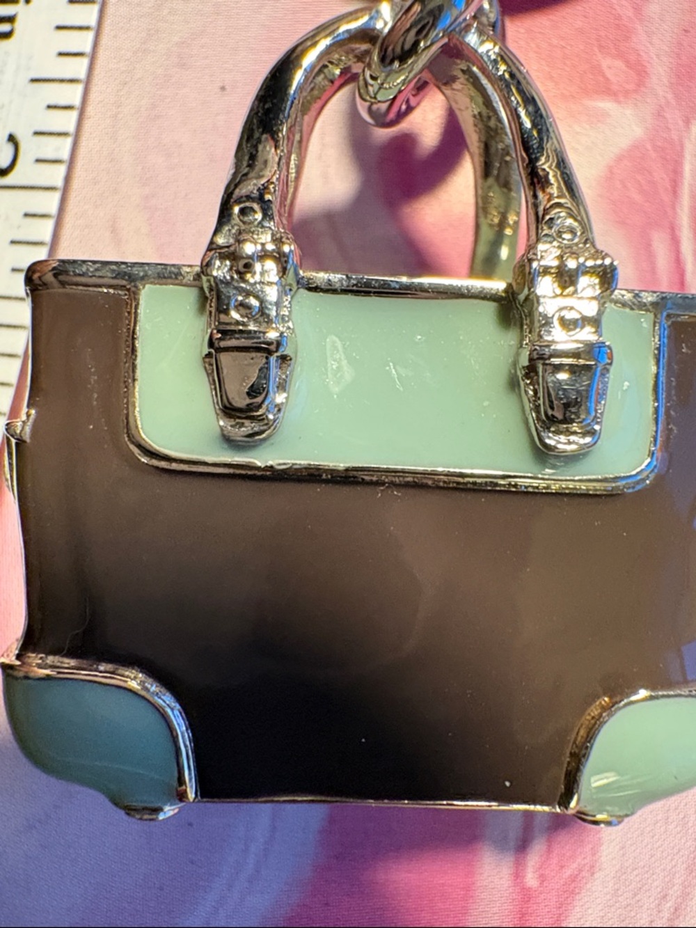 Coach Mint Green and Brown Handbag Keychain - Picture 3 of 7